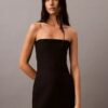 Vestido sem alças em mistura de lã escovada Vestido sem alças em mistura de lã escovada