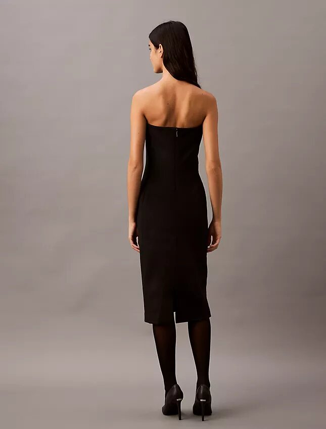Vestido sem alças em mistura de lã escovada Vestido sem alças em mistura de lã escovada