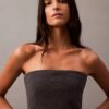 Vestido sem alças em mistura de lã escovada Vestido sem alças em mistura de lã escovada