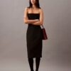 Vestido sem alças em mistura de lã escovada Vestido sem alças em mistura de lã escovada