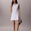Vestido sem mangas com fecho de correr de 1/4 em malha felpuda Vestido sem mangas com fecho de correr de 1/4 em malha felpuda