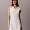 Vestido sem mangas com fecho de correr de 1/4 em malha felpuda Vestido sem mangas com fecho de correr de 1/4 em malha felpuda
