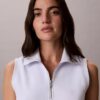 Vestido sem mangas com fecho de correr de 1/4 em malha felpuda Vestido sem mangas com fecho de correr de 1/4 em malha felpuda