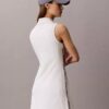 Vestido sem mangas com fecho de correr de 1/4 em malha felpuda Vestido sem mangas com fecho de correr de 1/4 em malha felpuda
