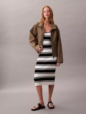 Vestido sem mangas midi em malha de algodão Vestido sem mangas midi em malha de algodão