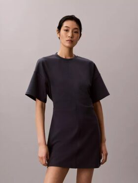 Vestido T-shirt com logótipo em malha interlock