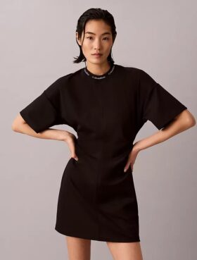 Vestido T-shirt com logótipo em malha interlock